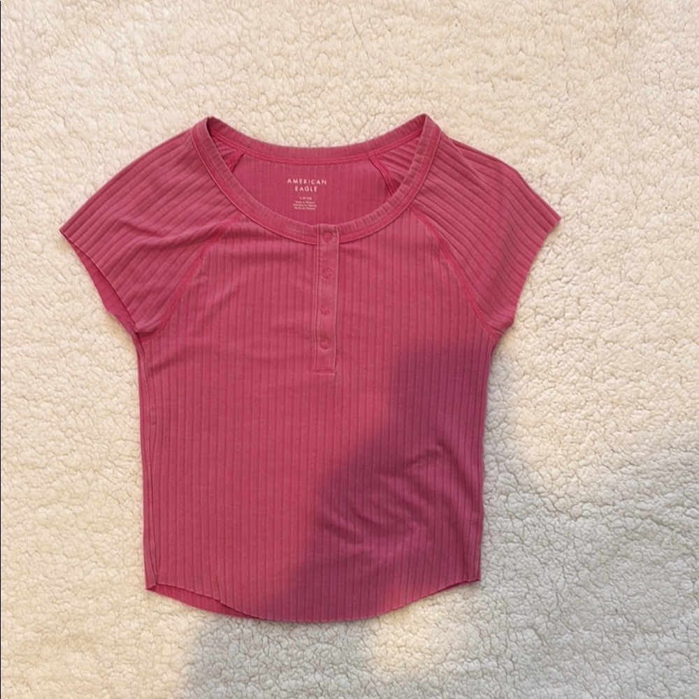 American Eagle Outfitters Women's Pink Ribbed Top